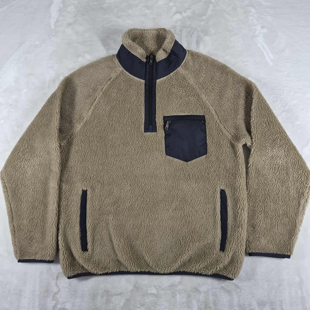 Todd Snyder Fleece Half Zip Jacket Men's Medium Beige Mockneck Made In Italy